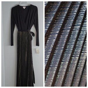 Lularoe  Deanne elegant gold & black Cocktail Wedding Guest maxi dress Medium